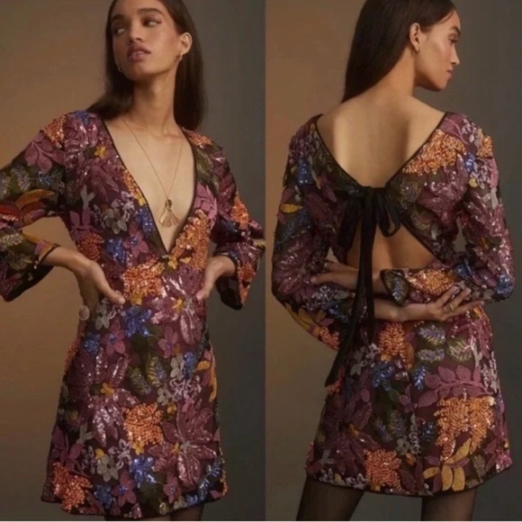 Anthropologie Dresses & Skirts - ISO Anthropologie Beaded Sequin Floral Dress Size 16